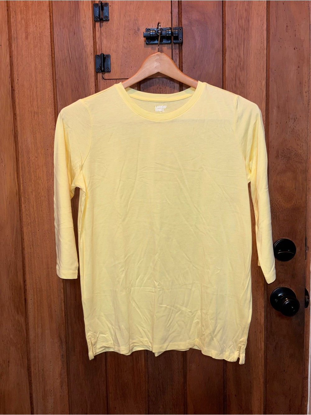 Lands’ End Light Yellow 3/4 Sleeve Tunic Tee
